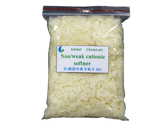 Nononionic / Lemah Cationic Softener Flakes Hydrophilic Bahan kimia pengolahan tekstil